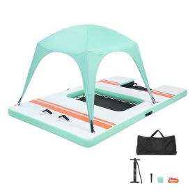 Inflatable Floating Dock, 10 x 6 FT Inflatable Dock Platform, Non-Slip Water Air Mat with Portable Carrying Bag and Detachable Ladder