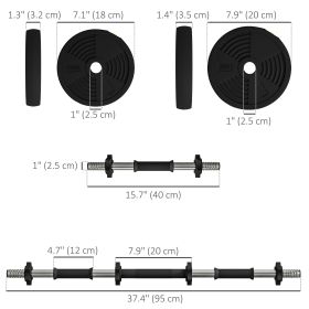 2-in-1 Adjustable Barbell And Dumbbell Set 33LBS with Non-Slip Handles for Home Gym Training Men And Women
