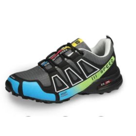 Men's Fashion Personality Multicolor Outdoor Sneakers (Option: Grey Blue-39)