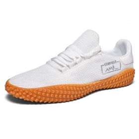 Spring and Summer Flying Woven Casual Shoes Large Men's Shoes Beathable Korean Forrest Gump Sneakers (Option: White-47)