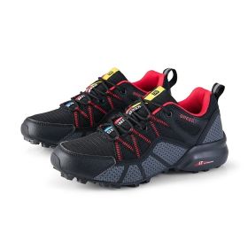 Lightweight Breathable Men's Mesh Outdoor Sports And Casual Hiking Shoes (Option: Black And Red-40)