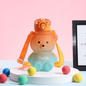 2022 Cute Kawaii Water Bottle for Girl Bear Plastic Pink Korean Plastic Large Sports School Drinking Bottle With Strap Straw (Color: 01)