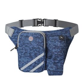 Cycling Mountaineering Cross-Pack Waterproof Water Bottle Waist Bag Running Waist Bag (Color: Navy)