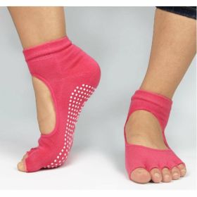 Non-Slip Yoga Socks for Women Pilates Barre (1- or 2-Pair) (Option: 2-Pair, Color: Red)