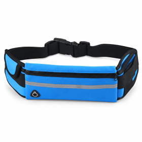 Running Belt Waist Pack with 2 Zippered Pockets, Reflective Fanny Pack with Adjustable Strap for Men and Women, Phone Holder Bag for Jogging, Wal (Color: Blue)