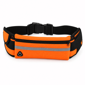 Running Belt Waist Pack with 2 Zippered Pockets, Reflective Fanny Pack with Adjustable Strap for Men and Women, Phone Holder Bag for Jogging, Wal (Color: Orange)