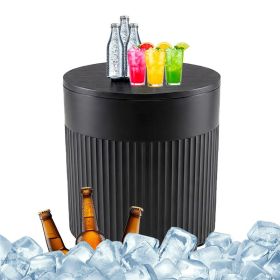 Patio Cooler Side Table for Outdoor Pool Backyard Balcony (Color: Black, Type: Beverage Cooler Bar Table)
