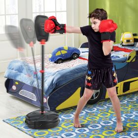 Inflation-Free Boxing set with Punching Bag and Boxing Gloves Quick Rebound Design for 5+ Years Old Kids (Color: Black)