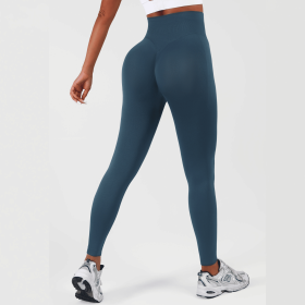 Women High Waisted Leggings, Tummy Control Pants, Full Length Soft Stretchy Yoga Pants (Color: Navy Blue, size: L)