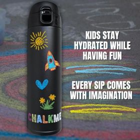 Kids Water Bottle Vacuum Insulated Stainless Steel with Washable Chalk Markers, for Travel, School, Stocking Stuffers (Color: Markers)