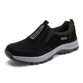 Men's Shoes Lightweight Plus Size Outdoor Climbing Boots Hiking Autumn And Winter (Option: Black-40)