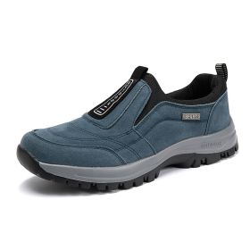 Men's Shoes Lightweight Plus Size Outdoor Climbing Boots Hiking Autumn And Winter (Option: Dark Blue-41)