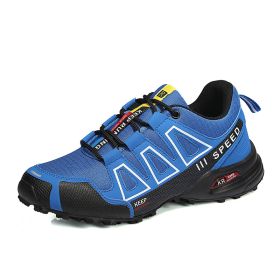 Summer Hiking Shoes Outdoor Shoes Men's Super Lightweight Breathable Shock Absorption Off-road Trekking Shoes (Option: Blue-43)
