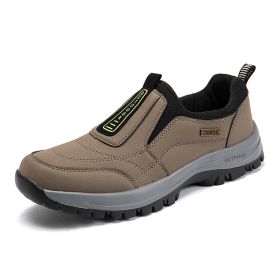 Men's Shoes Lightweight Plus Size Outdoor Climbing Boots Hiking Autumn And Winter (Option: Khaki-41)